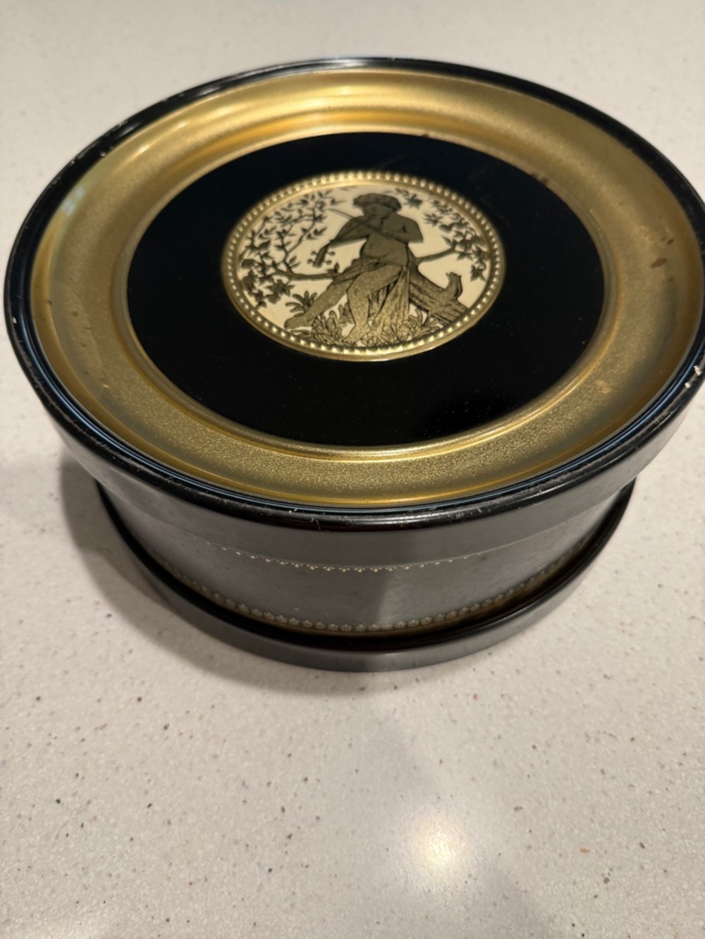Large Vintage Cherub Tin